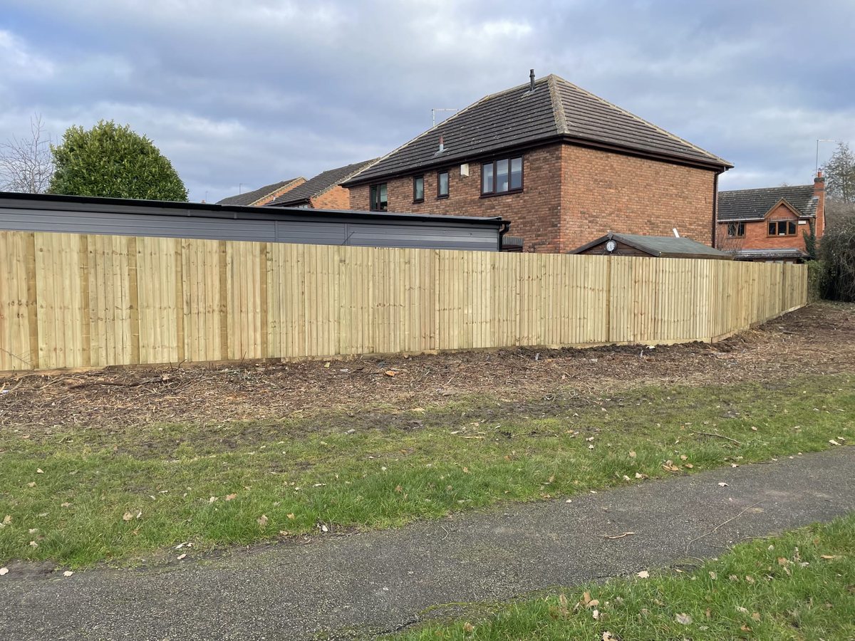 Domestic close-board timber fencing