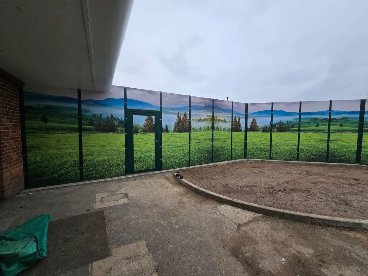 Ball court rebound fencing in green